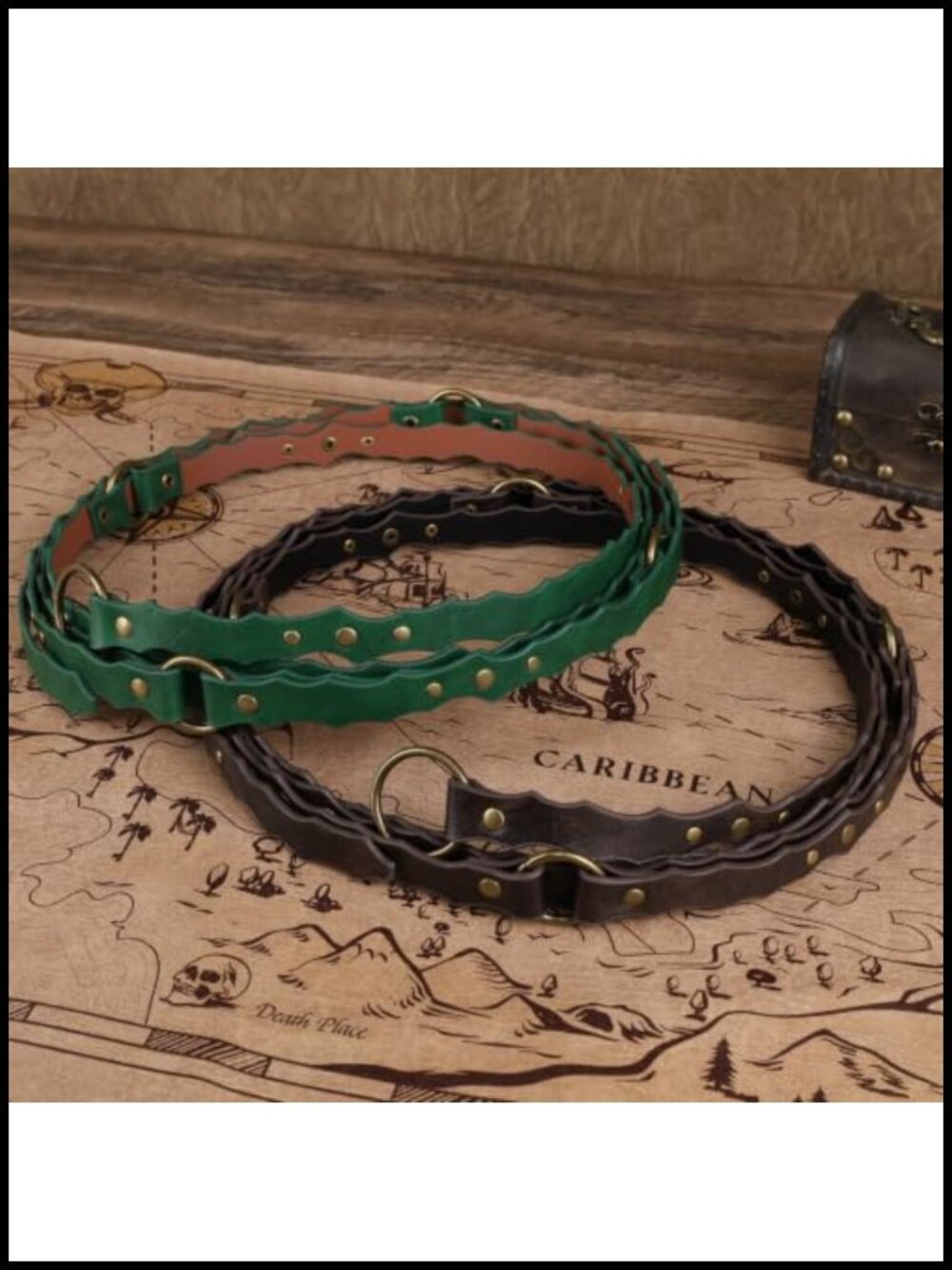 Medieval DIY Faux Leather Metal Chain Belt, Vintage Adjustable Thin Belt for - Picture 4 of 6